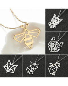 Hollow Out Minimalism Fox Bee Stainless Steel Titanium Steel Plating Necklace CA07830072