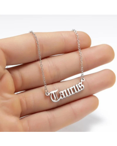 Fashion Letter Constellation Pendent Stainless Steel Plating Necklace CA07830075-Steel Color-Taurus