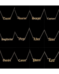 Fashion Letter Constellation Pendent Stainless Steel Plating Necklace CA07830075