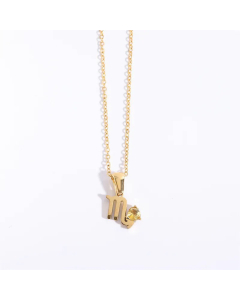 Fashion Constellation Plating Birthstone Pendant Stainless Steel Titanium Steel Necklace CA07830080