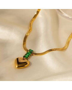1 Piece INS Style Heart Shape Inlay Zircon Pendant Stainless Steel Necklace CA07830082
