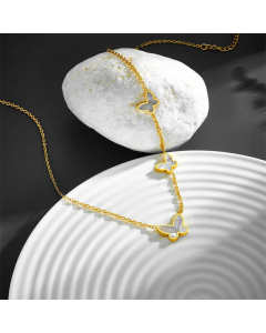 Elegant Fashion Butterfly Titanium Steel Plating White Shell Necklace CA07830086