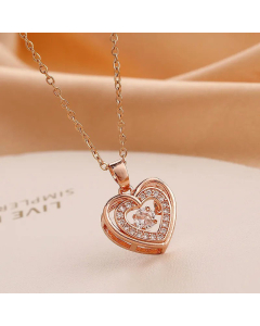Elegant Heartbeat Moment Plating Inlaid Zircon Titanium Steel Zircon Necklace CA07830088