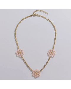 Fairy Style Elegant Flower Beaded Plating Stainless Steel Necklace Colorza CA07830092