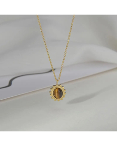 Vintage Style French Style Round Plating Inlay Turquoise Stainless Steel Necklace CA07830093