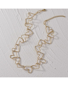 Novelty Style Heart Shape Patchwork Plating Choker Stainless Steel Necklace Colorza CA07830095
