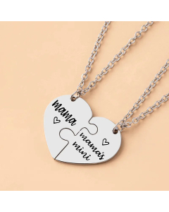 Fashion Heart Shape Pendant Stainless Steel Carving Letter Necklace 1 Pair CA07830096