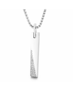 Minimalism Inlay Artificial Diamond Square Pendant Titanium Steel Necklace Colorza CA07830097