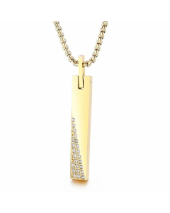 Minimalism Inlay Artificial Diamond Square Pendant Titanium Steel Necklace Colorza CA07830097