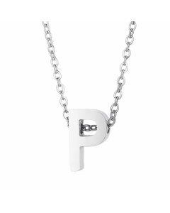 Fashion Letter Plating Pendant Stainless Steel Titanium Steel Necklace Colorza CA07830098-Steel Color-P