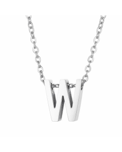 Fashion Letter Plating Pendant Stainless Steel Titanium Steel Necklace Colorza CA07830098-Steel Color-W