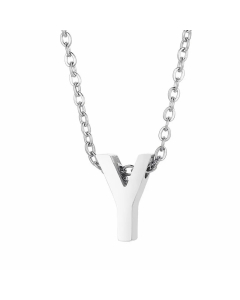 Fashion Letter Plating Pendant Stainless Steel Titanium Steel Necklace Colorza CA07830098-Steel Color-Y