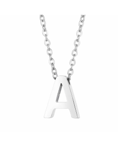 Fashion Letter Plating Pendant Stainless Steel Titanium Steel Necklace Colorza CA07830098-Steel Color-A