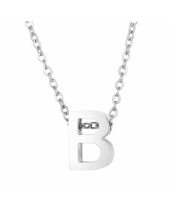 Fashion Letter Plating Pendant Stainless Steel Titanium Steel Necklace Colorza CA07830098-Steel Color-B