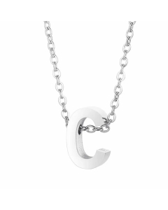 Fashion Letter Plating Pendant Stainless Steel Titanium Steel Necklace Colorza CA07830098-Steel Color-C