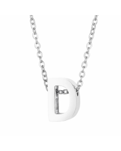 Fashion Letter Plating Pendant Stainless Steel Titanium Steel Necklace Colorza CA07830098-Steel Color-D