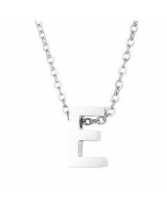 Fashion Letter Plating Pendant Stainless Steel Titanium Steel Necklace Colorza CA07830098-Steel Color-E