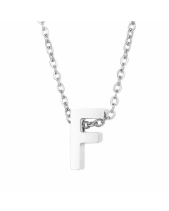 Fashion Letter Plating Pendant Stainless Steel Titanium Steel Necklace Colorza CA07830098-Steel Color-F