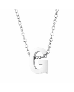 Fashion Letter Plating Pendant Stainless Steel Titanium Steel Necklace Colorza CA07830098-Steel Color-G