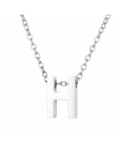 Fashion Letter Plating Pendant Stainless Steel Titanium Steel Necklace Colorza CA07830098-Steel Color-H