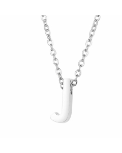 Fashion Letter Plating Pendant Stainless Steel Titanium Steel Necklace Colorza CA07830098-Steel Color-J