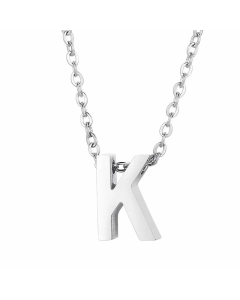 Fashion Letter Plating Pendant Stainless Steel Titanium Steel Necklace Colorza CA07830098-Steel Color-K
