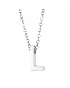 Fashion Letter Plating Pendant Stainless Steel Titanium Steel Necklace Colorza CA07830098-Steel Color-L