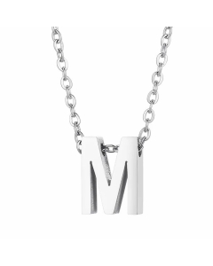 Fashion Letter Plating Pendant Stainless Steel Titanium Steel Necklace Colorza CA07830098-Steel Color-M