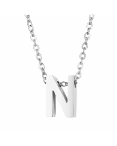 Fashion Letter Plating Pendant Stainless Steel Titanium Steel Necklace Colorza CA07830098-Steel Color-N
