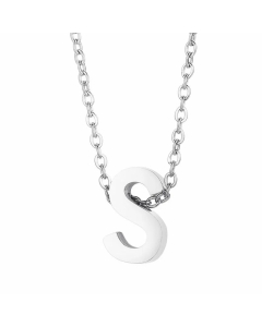 Fashion Letter Plating Pendant Stainless Steel Titanium Steel Necklace Colorza CA07830098-Steel Color-S