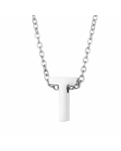 Fashion Letter Plating Pendant Stainless Steel Titanium Steel Necklace Colorza CA07830098-Steel Color-T