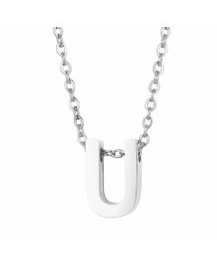 Fashion Letter Plating Pendant Stainless Steel Titanium Steel Necklace Colorza CA07830098-Steel Color-U