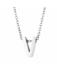 Fashion Letter Plating Pendant Stainless Steel Titanium Steel Necklace Colorza CA07830098-Steel Color-V