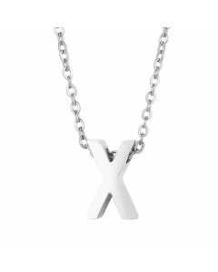 Fashion Letter Plating Pendant Stainless Steel Titanium Steel Necklace Colorza CA07830098-Steel Color-X