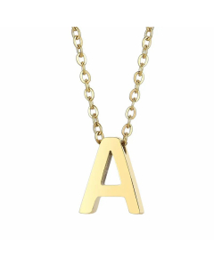 Fashion Letter Plating Pendant Stainless Steel Titanium Steel Necklace Colorza CA07830098-Gold Color-A