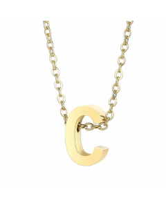Fashion Letter Plating Pendant Stainless Steel Titanium Steel Necklace Colorza CA07830098-Gold Color-C