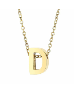 Fashion Letter Plating Pendant Stainless Steel Titanium Steel Necklace Colorza CA07830098-Gold Color-D