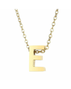 Fashion Letter Plating Pendant Stainless Steel Titanium Steel Necklace Colorza CA07830098-Gold Color-E