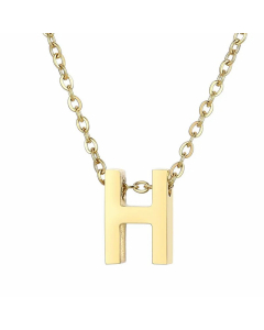 Fashion Letter Plating Pendant Stainless Steel Titanium Steel Necklace Colorza CA07830098-Gold Color-H