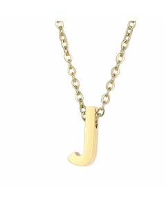 Fashion Letter Plating Pendant Stainless Steel Titanium Steel Necklace Colorza CA07830098-Gold Color-J