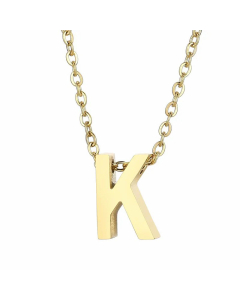 Fashion Letter Plating Pendant Stainless Steel Titanium Steel Necklace Colorza CA07830098-Gold Color-K