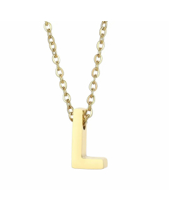 Fashion Letter Plating Pendant Stainless Steel Titanium Steel Necklace Colorza CA07830098-Gold Color-L