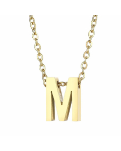 Fashion Letter Plating Pendant Stainless Steel Titanium Steel Necklace Colorza CA07830098-Gold Color-M