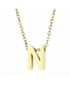 Fashion Letter Plating Pendant Stainless Steel Titanium Steel Necklace Colorza CA07830098-Gold Color-N