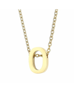 Fashion Letter Plating Pendant Stainless Steel Titanium Steel Necklace Colorza CA07830098-Gold Color-O