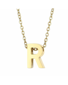 Fashion Letter Plating Pendant Stainless Steel Titanium Steel Necklace Colorza CA07830098-Gold Color-R