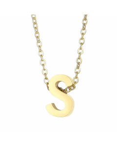 Fashion Letter Plating Pendant Stainless Steel Titanium Steel Necklace Colorza CA07830098-Gold Color-S