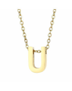 Fashion Letter Plating Pendant Stainless Steel Titanium Steel Necklace Colorza CA07830098-Gold Color-U