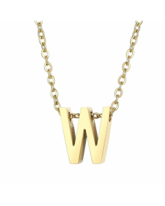 Fashion Letter Plating Pendant Stainless Steel Titanium Steel Necklace Colorza CA07830098-Gold Color-W