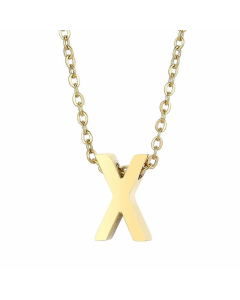 Fashion Letter Plating Pendant Stainless Steel Titanium Steel Necklace Colorza CA07830098-Gold Color-X